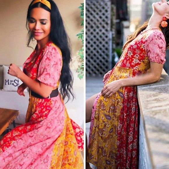 ZARA Dress BLOGGER FAVORITE Patchwork Paisley Handkerchief Hem Size M - Picture 5 of 15